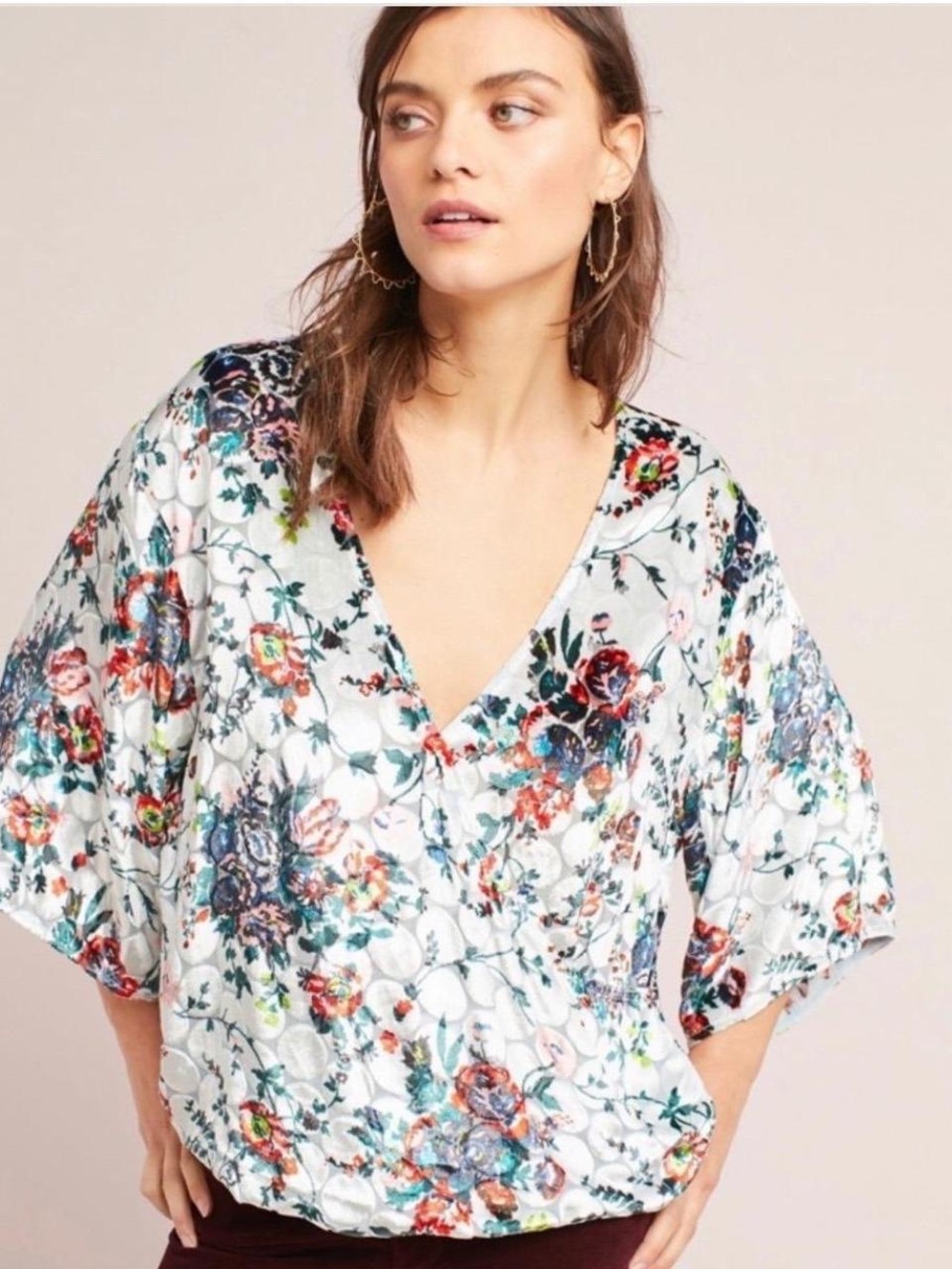 Maeve Velour Umi Wrap Burnout Top from Anthropologie